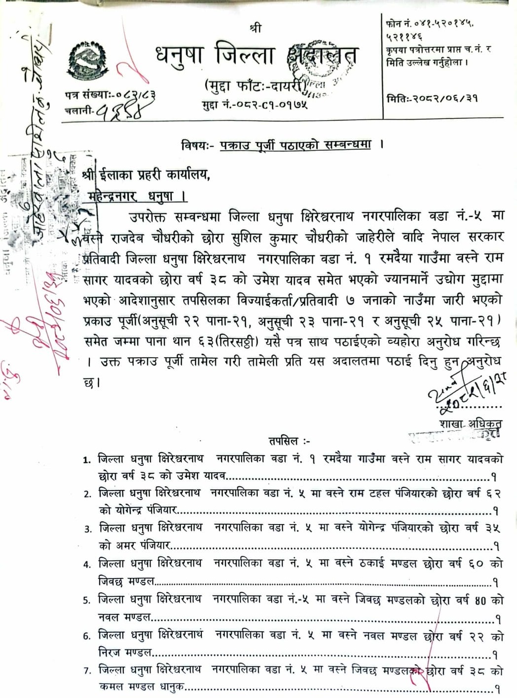 कांग्रेस सभापति पञ्जियार सहित सात जनाविरुद्ध कर्तव्य ज्यान मुद्दामा पक्राउ पुर्जी